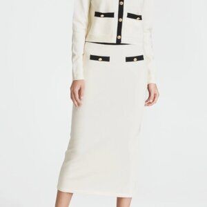 Catherine Contrast Trim Sweater Midi Skirt
